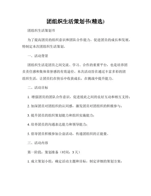团组织生活策划书(精选)
