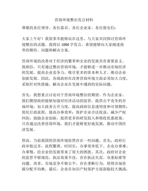 营商环境整治发言材料