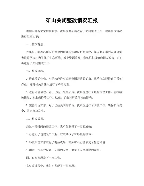 矿山关闭整改情况汇报