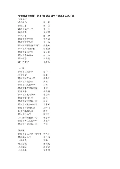 首批镇江市学校(幼儿园)教科室主任培训班人员名单