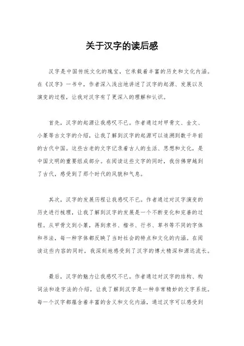 关于汉字的读后感