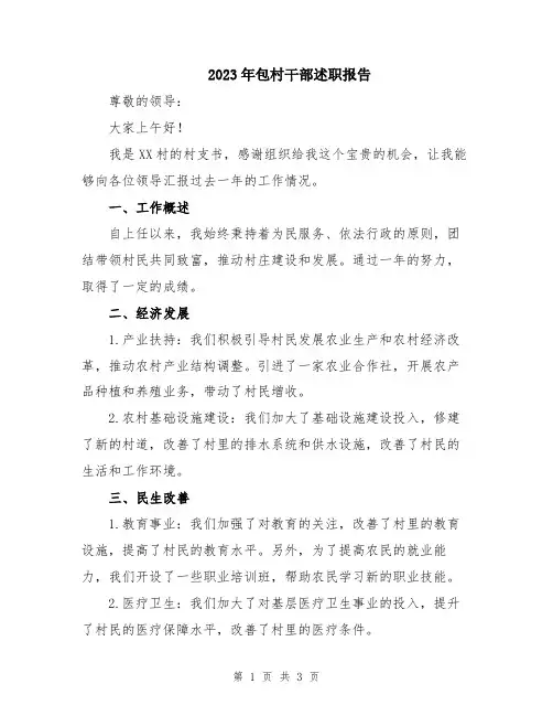 2023年包村干部述职报告