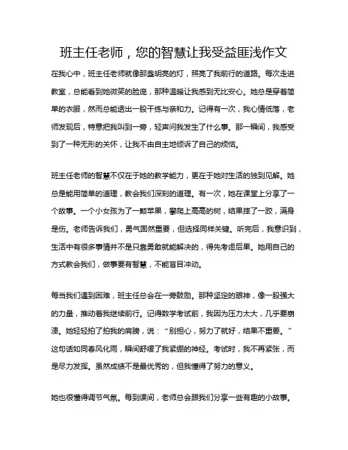 班主任老师,您的智慧让我受益匪浅作文