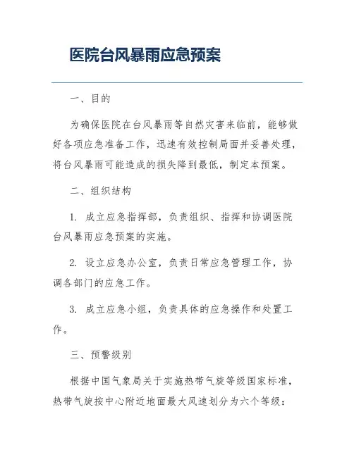 医院台风暴雨应急预案