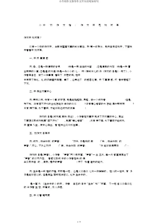 小升初作文指导作文开头结尾如何写