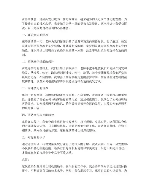 烫染头发培训心得体会范文
