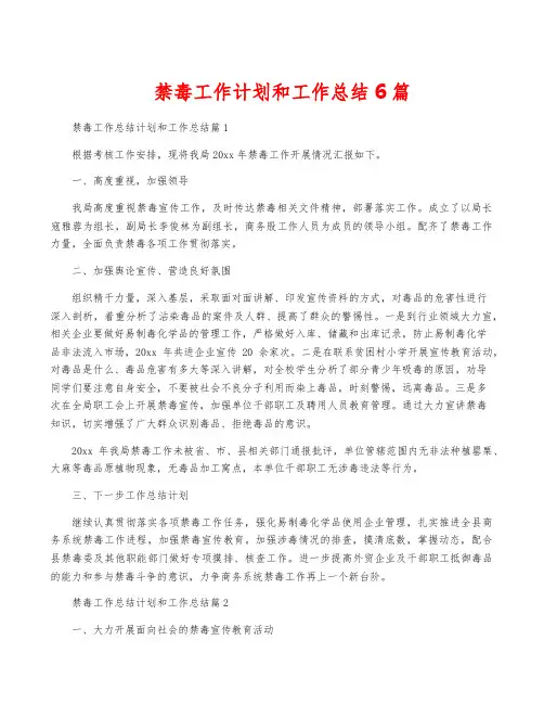 禁毒工作计划和工作总结6篇