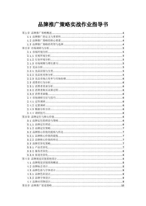 品牌推广策略实战作业指导书