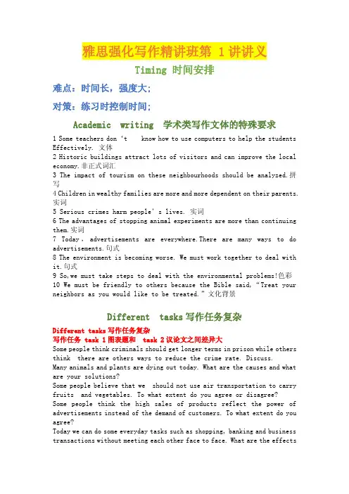 雅思强化写作精讲班第1讲讲义