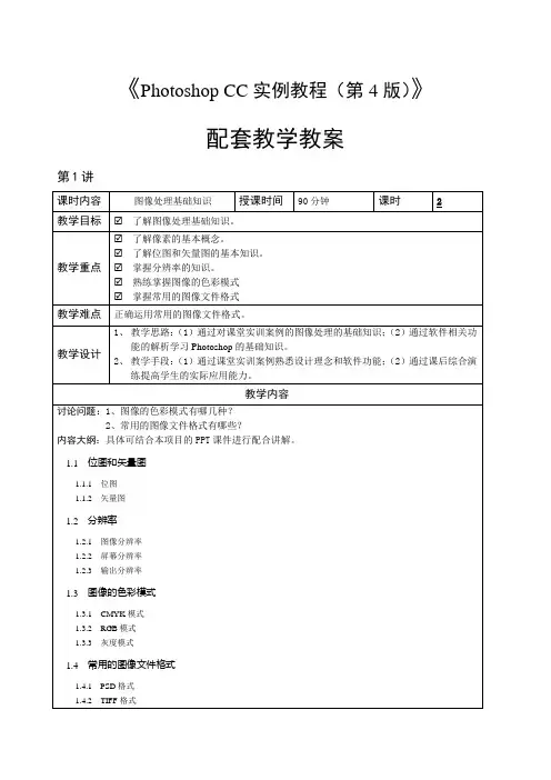 Photoshop CC实例教程(第4版)-教学教案 
