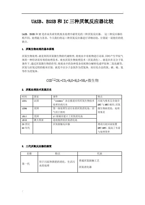 UASB EGSB和IC三种厌氧反应器比较