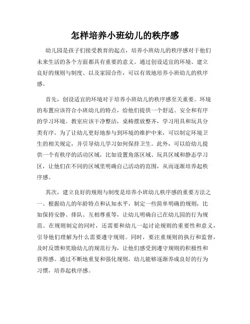 怎样培养小班幼儿的秩序感