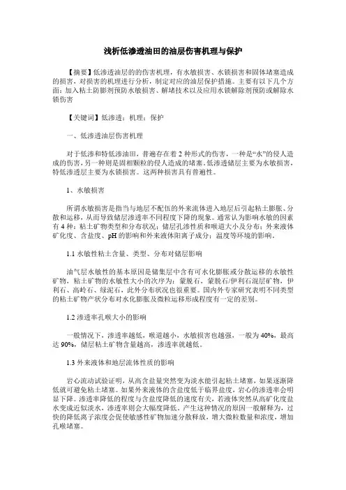浅析低渗透油田的油层伤害机理与保护