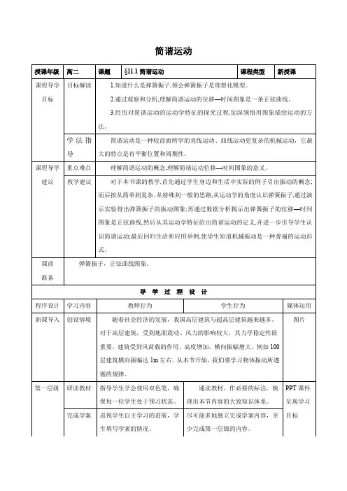 11.1 简谐运动    优秀教案优秀教学设计高中物理选修3-4新课 (6)