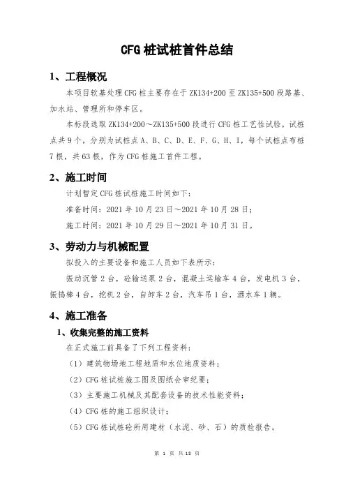 CFG桩试桩首件总结报告