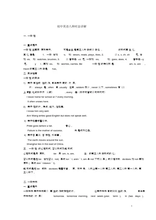 (完整)初中英语八种时态详解
