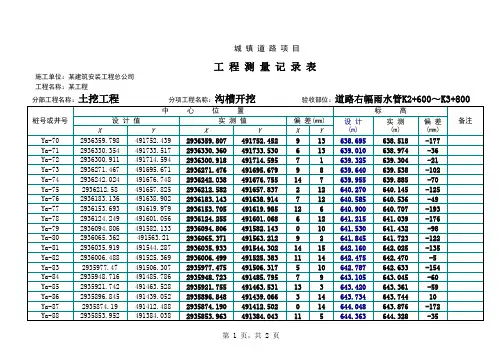 工程测量记录-沟槽开挖