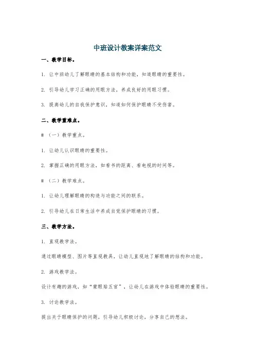 中班设计教案详案范文