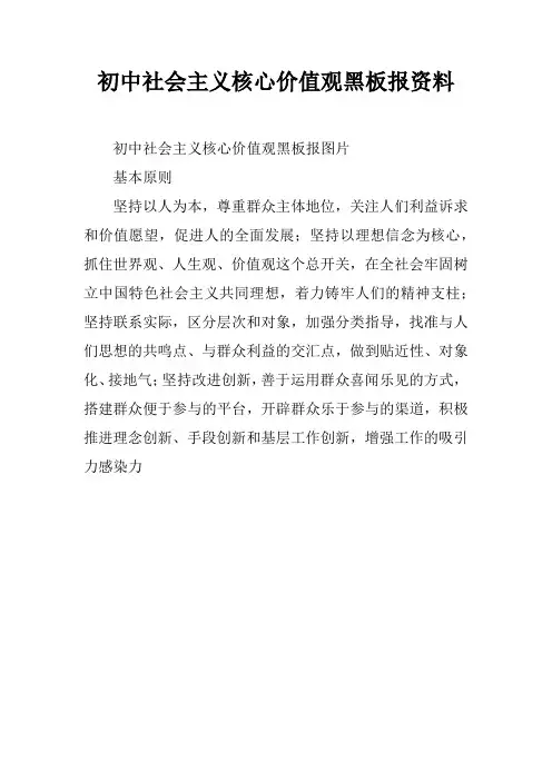 初中社会主义核心价值观黑板报资料