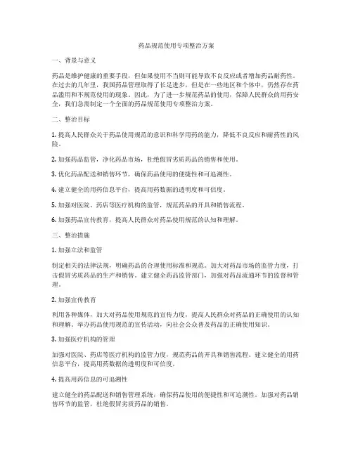 药品规范使用专项整治方案