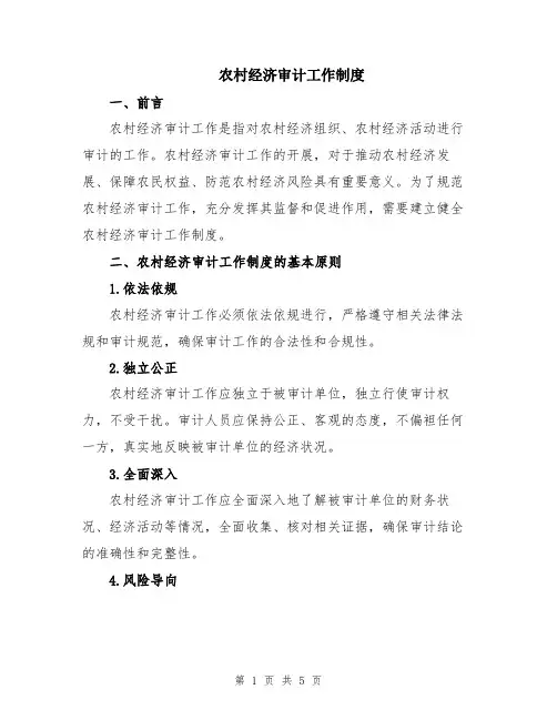 农村经济审计工作制度