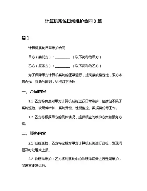 计算机系统日常维护合同3篇