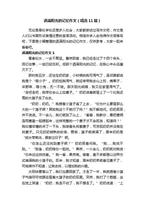 洒满阳光的记忆作文（精选11篇）
