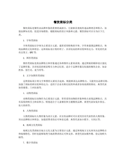 餐饮商标分类