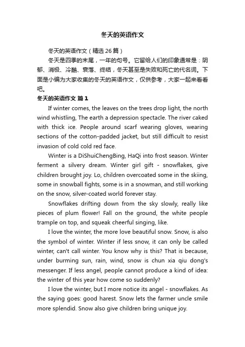 冬天的英语作文（精选26篇）