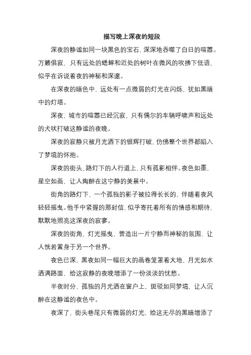 描写晚上深夜的短段