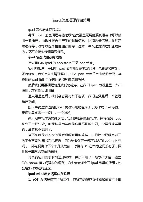 ipad怎么清理存储垃圾