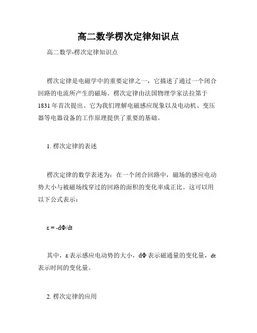 高二数学楞次定律知识点
