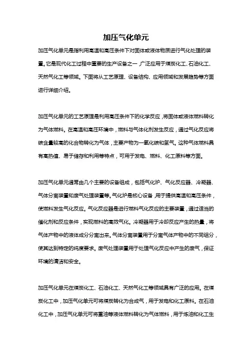 加压气化单元