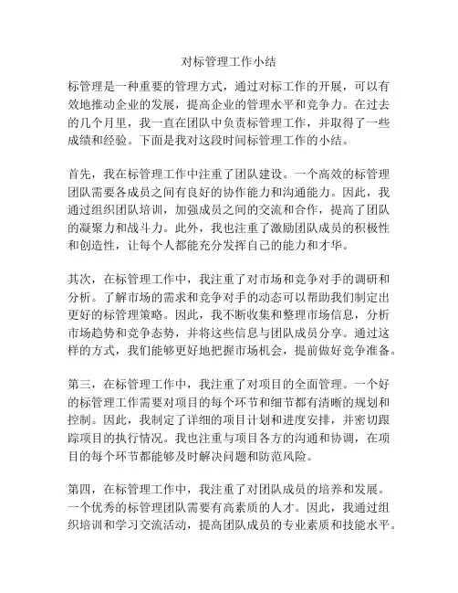 对标管理工作小结