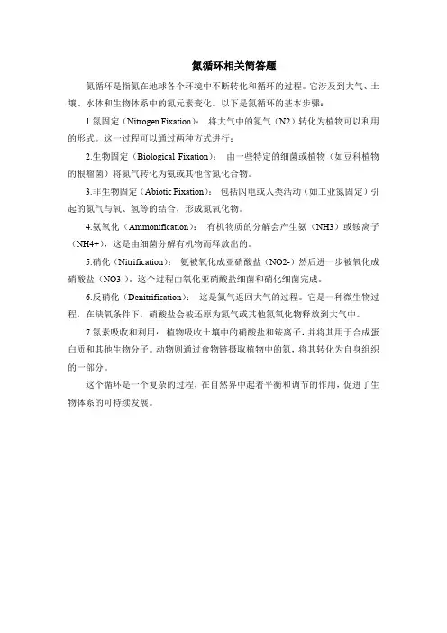 氮循环相关简答题