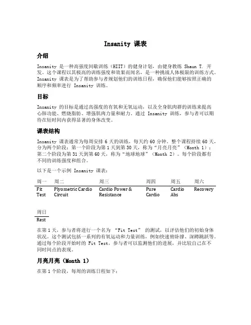 insanity 课表
