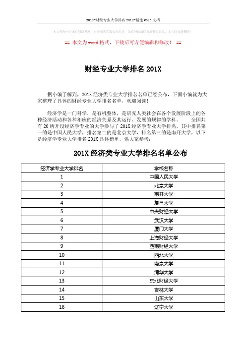 2019-财经专业大学排名201X-精选word文档 (3页)