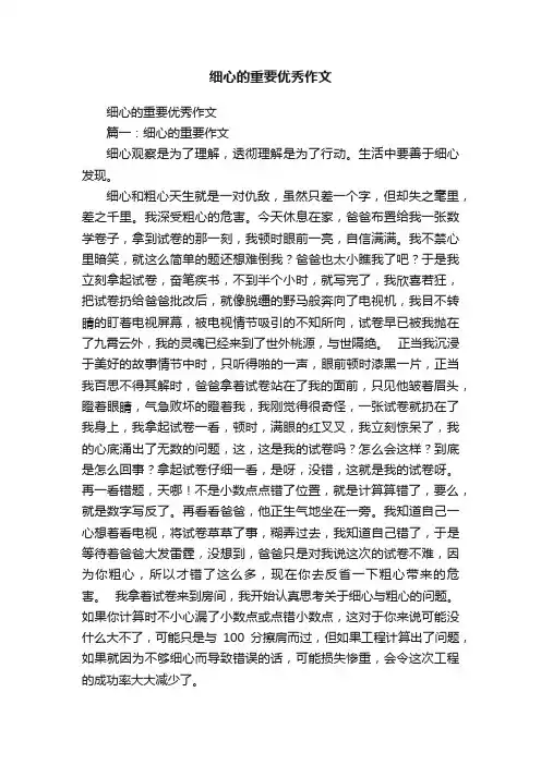 细心的重要优秀作文