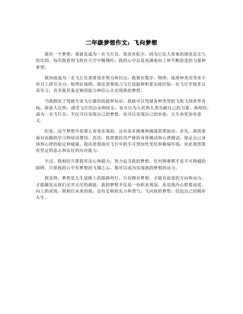 二年级梦想作文：飞向梦想