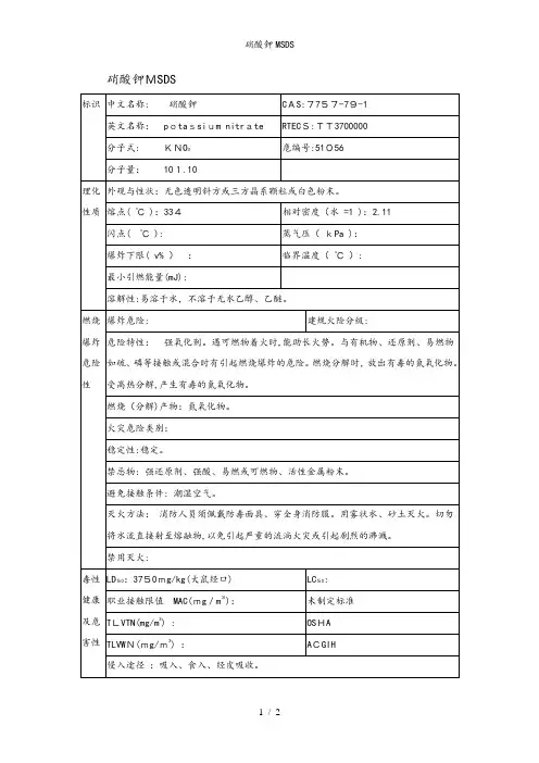 硝酸钾MSDS