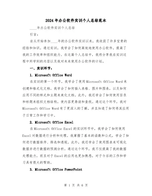 2024年办公软件实训个人总结范本(3篇)