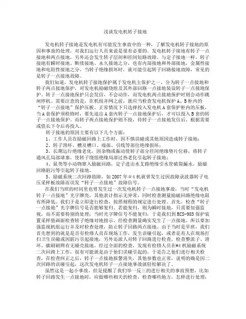 浅谈发电机转子接地