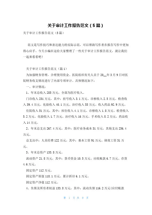 关于审计工作报告范文(5篇)
