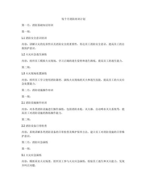 每个月消防培训计划