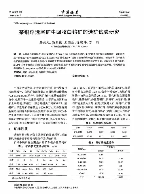某铜浮选尾矿中回收白钨矿的选矿试验研究