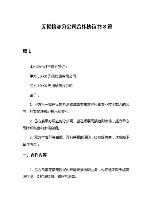 无损检测分公司合作协议书8篇