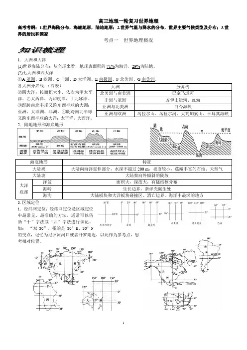 2019届高三地理一轮复习世界地理专题讲义(经典打印版)