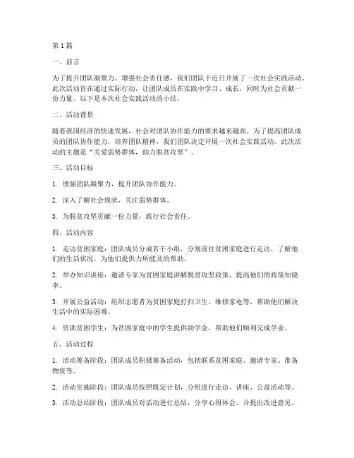 团队社会实践活动小结(3篇)