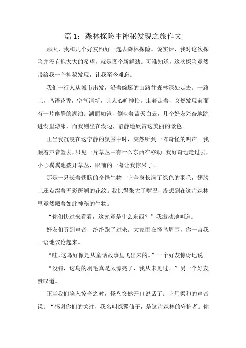 森林探险中神秘发现之旅作文精选10篇