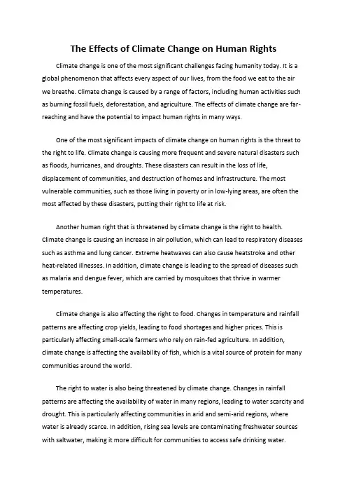 The Effects of Climate Change on Human Rights